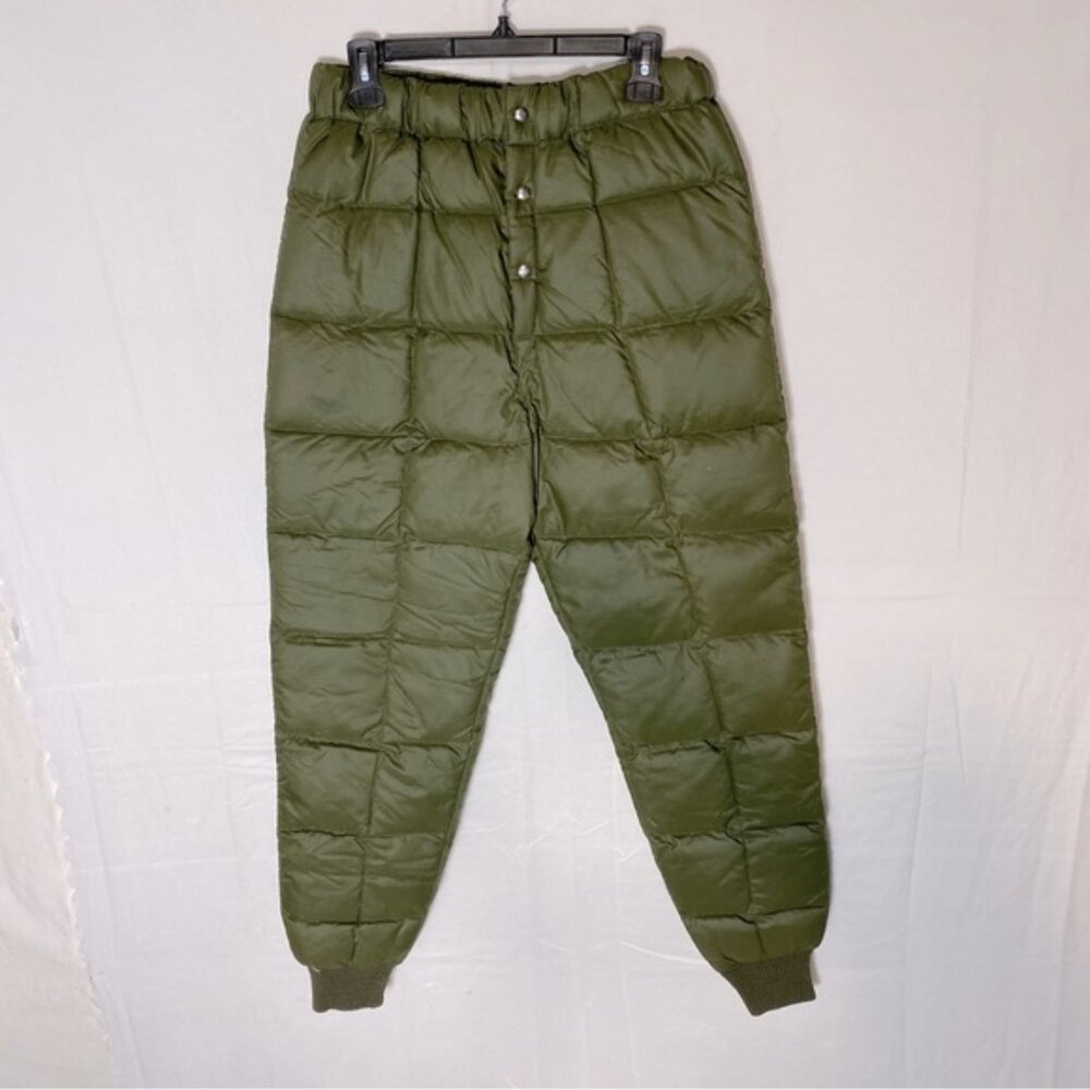 Vintage Pioneer Brand Sportswear Green Quilted Down Filled Snow Pants S Gorpcore